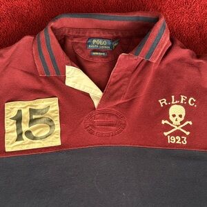 Ralph Lauren men custom fit XL Maroon and Navy Rugby Polo
